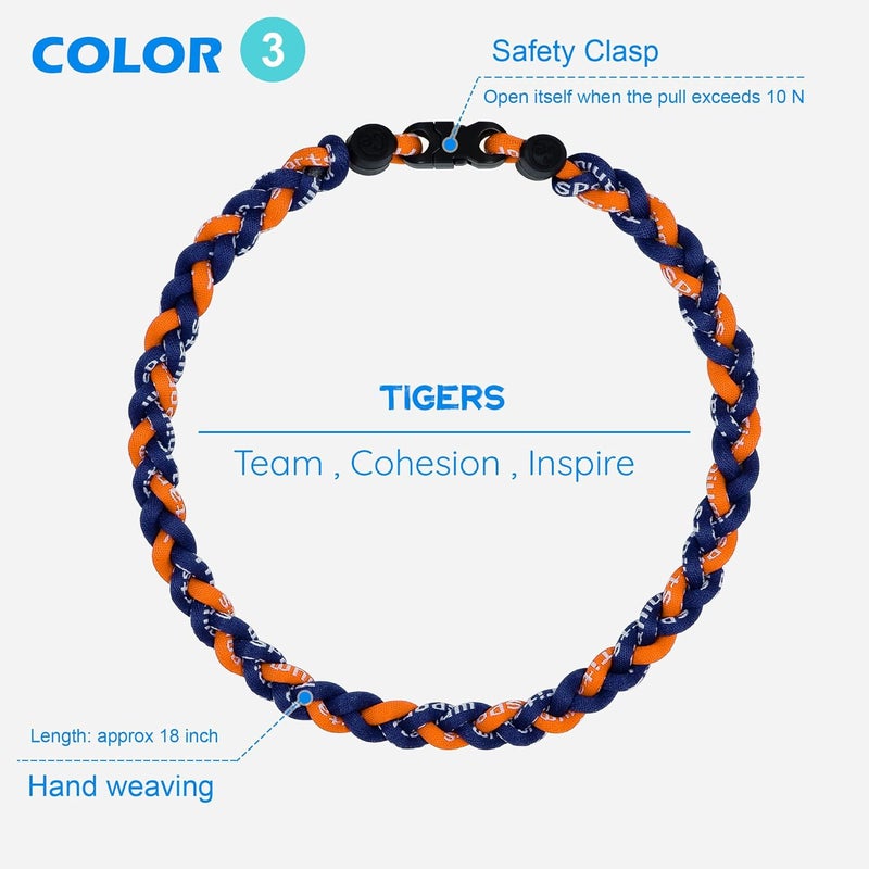 SUPBOMM 3 pcs Baseball Rope Necklaces, League Team Colors Braided Necklace, Baseball Team Gifts - Image 4